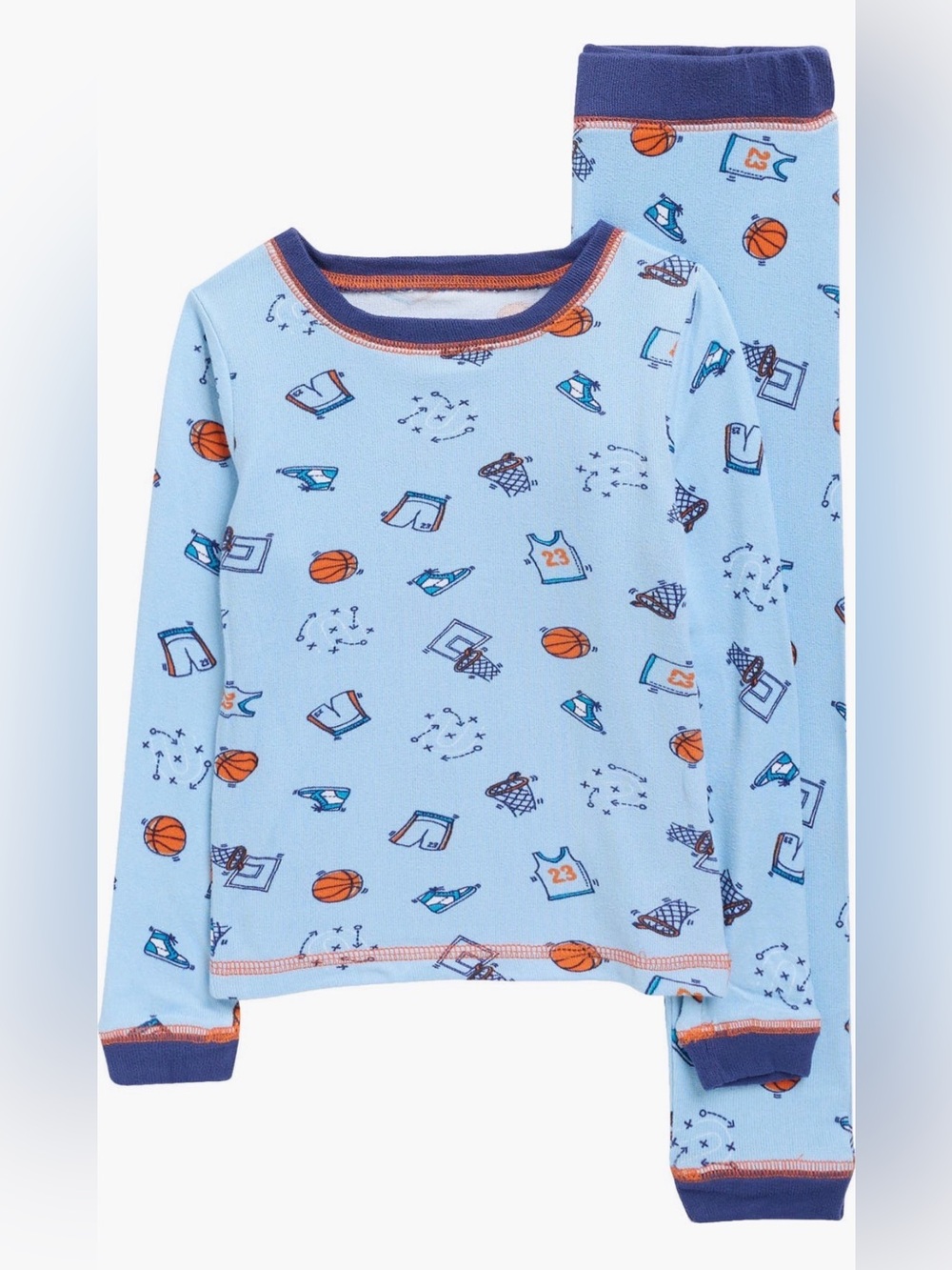Sleep On It Basketball Print Fitted 2-Piece Pajama Set by- 3T